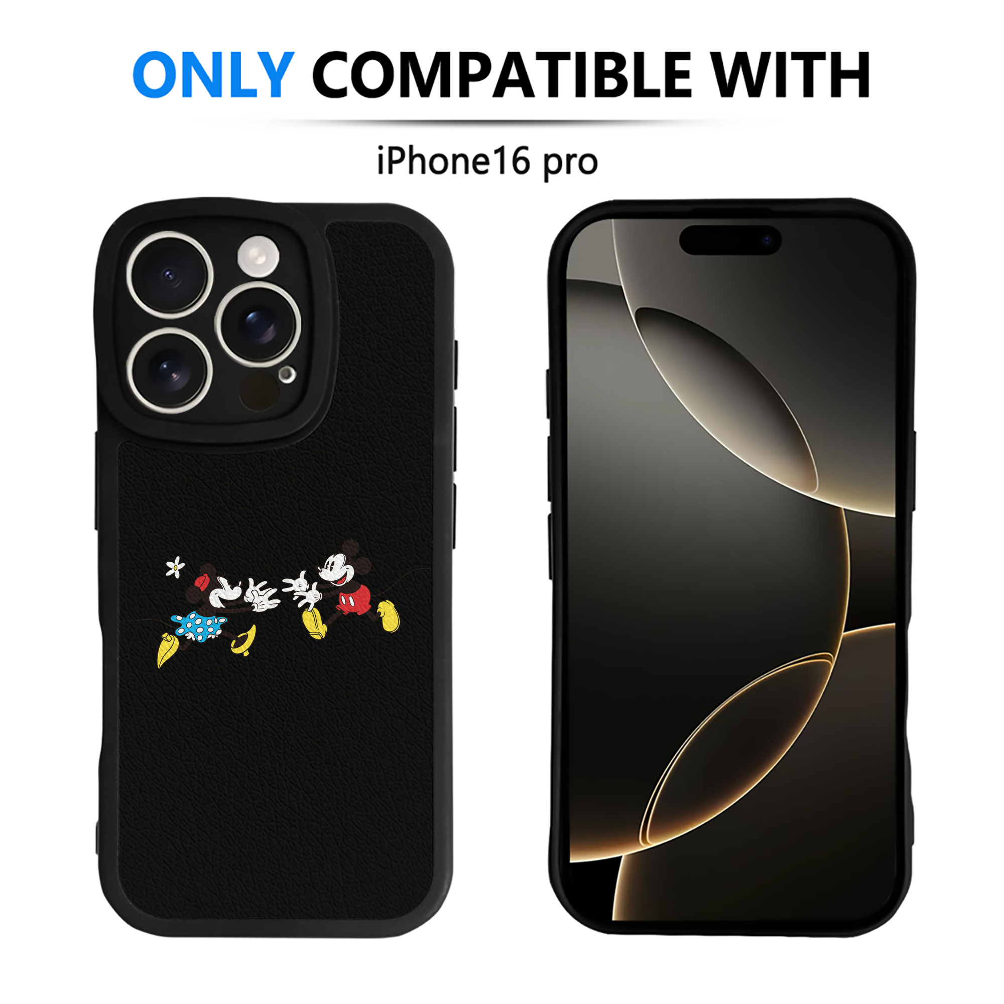 （画像用） ミッキーマウス Mickey Mouse 【iPhone 16シリーズ対応】シリコンスマホケース（レザー調） 材質：シリコン